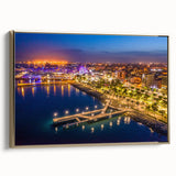 Framed canvas featuring a vintage-style landscape painting of Cyprus, with muted earth tones and gold accents.