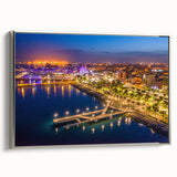 Landscape art painting of a European scenery in Cyprus on a silver-framed canvas.