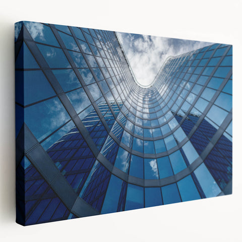Large art print of Prague skyline in muted gray and blue tones on stretched canvas, ideal for kitchen wall art.