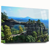 Acrylic print of a large abstract depiction of a European cityscape in muted earth tones.