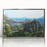 Framed acrylic print of a Czech Republic street scene in muted earth tones, ideal for modern art wall decor.