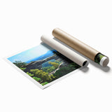 Rolled print of a Czech Republic scenery with muted earth tones, ideal for classy bathroom wall art.