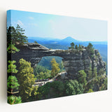 Prague skyline in muted watercolor shades on large stretched canvas, suitable for kitchen wall art.