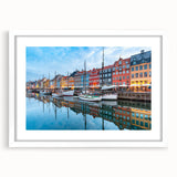 Textured abstract art print of a European Denmark scenery in muted earth tones, framed with a white mat.