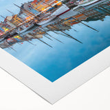 Art deco poster of a European scenery in Denmark, featuring muted earth tones on rolled canvas.