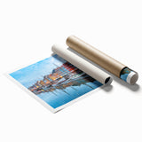 Extra large rolled print of a Danish landscape with vibrant floral elements, ideal for classy bathroom wall art.