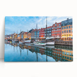 Black and white photo of a European cityscape on stretched canvas, ideal for kitchen wall art.
