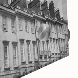 Acrylic glass print featuring a large abstract depiction of Bath, England in mid-century modernist style.