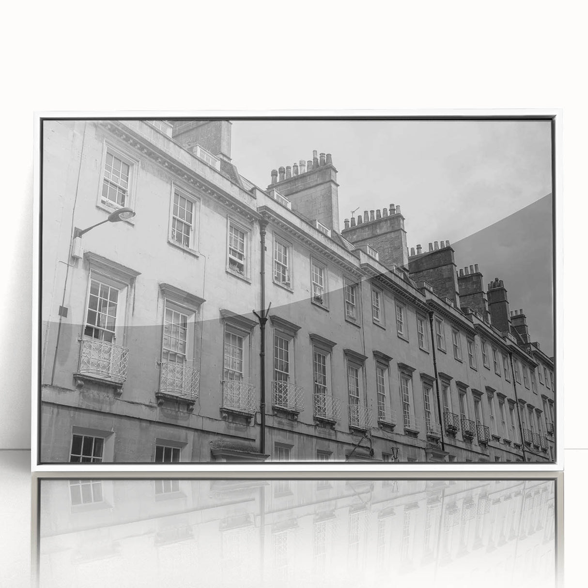 Mid-century modernist art depicting a scenic European city in Bath, England.