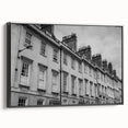 Black and white vintage poster art of Bath, England landscape on framed canvas, suitable for bedroom decor.