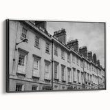 Black and white vintage poster art of Bath, England landscape on framed canvas, suitable for bedroom decor.
