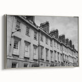 Framed canvas of a vintage-style landscape painting depicting a scene in Bath, England, with muted earth tones.