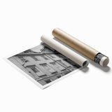 Extra large rolled print depicting a serene European cityscape in muted watercolor tones.