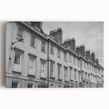 Black and white photo of Bath, England on stretched canvas, ideal for kitchen wall art.