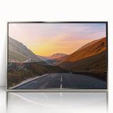 Large art print of Cumbria landscape in muted greens and blues on silver-framed acrylic, ideal for modern art wall decor.