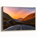 Framed canvas depicting a serene Cumbria landscape in muted earth tones, ideal for bedroom wall art.
