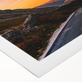 Art deco poster of Cumbria landscape in muted green and blue tones on rolled canvas, suitable for dining room wall art.