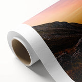 Art Deco poster of Cumbria, England landscape in muted greens and blues on rolled canvas, ideal for nursery wall art.