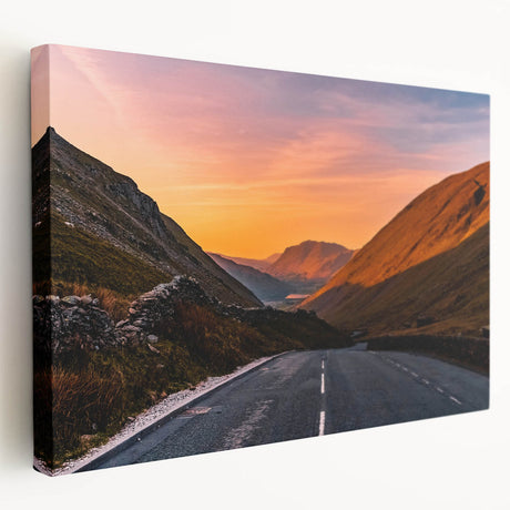 Landscape painting of Cumbria, England on stretched canvas featuring rolling hills in green and brown tones.