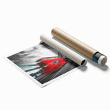 Extra large rolled print of London scenery with floral accents in soft color tones, ideal for classy bathroom wall art.