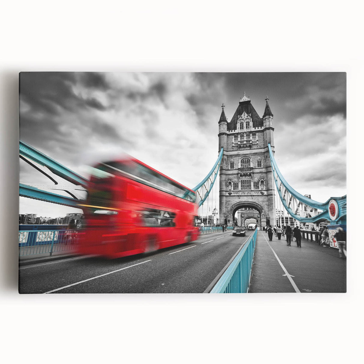 Black and white stretched canvas of London skyline, ideal for kitchen wall art or bedroom ambiance.