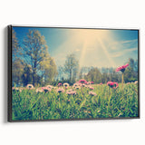 Black and white framed canvas of a vintage European landscape, ideal for bedroom wall decor.