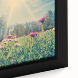 Black wall art depicting a European Estonian scenery in vibrant colors on a textured, framed canvas.