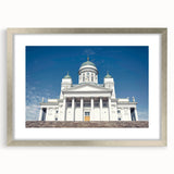 Extra large abstract art print with textured design in muted grays and blues, framed in silver, ideal for living room decor.