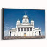 Framed canvas of a black and white vintage landscape painting of Europe, ideal for bedroom wall decor.