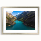 Extra large wall art depicting the French Alps in textured, abstract style with silver frame, suited for living room decor.