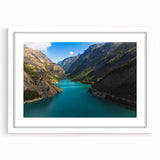 Textured art depicting the French Alps in muted earth tones on a framed canvas, suitable for bedroom decor.