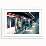 Textured abstract art print of Lyon scenery in muted earth tones on a framed canvas, ideal for bedroom art.