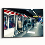 Black and white wall art featuring a vintage poster style landscape of Lyon, France on framed canvas.