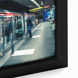 Extra large black wall art of Lyon's cityscape on textured canvas, featuring vibrant colors, ideal for living room decor.