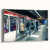 Landscape art painting of Lyon, France in colorful hues on a framed canvas, suitable for enhancing a living room or study.