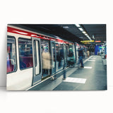 Black and white large art print of Lyon scenery on stretched canvas, ideal for kitchen wall art.