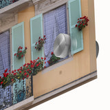 Large abstract wall art of a French Nice scenery in muted earth tones on acrylic glass, suitable for dining room ambiance.