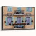 Black and white framed canvas of vintage Nice, France landscape, ideal for bedroom wall decor.