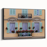 Black and white framed canvas of vintage Nice, France landscape, ideal for bedroom wall decor.
