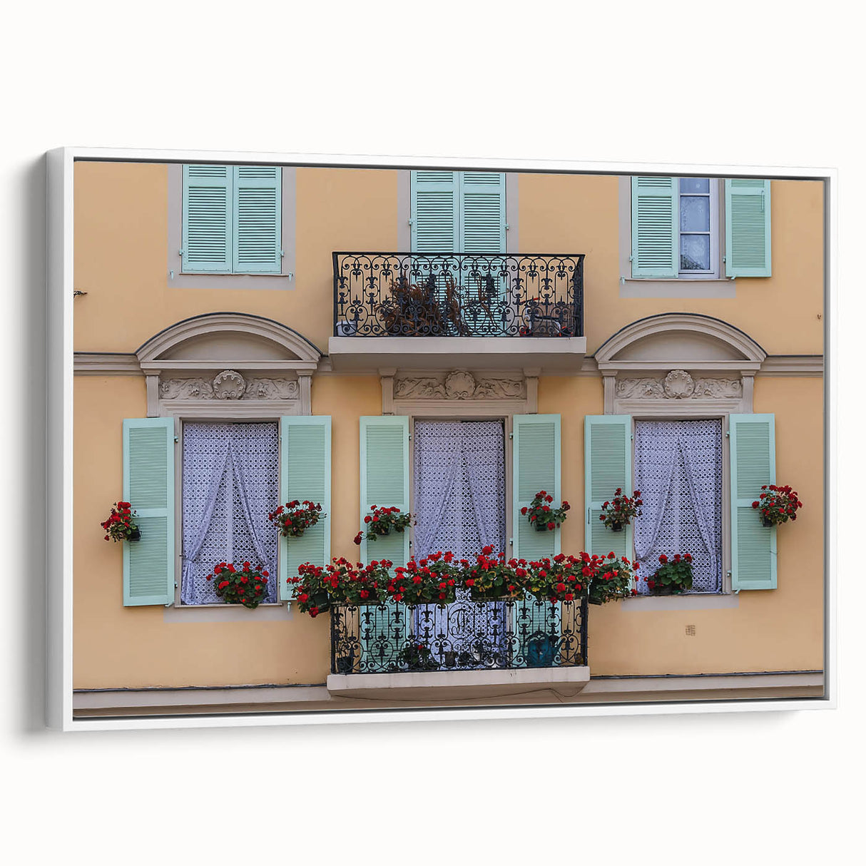 Vintage poster art of Nice, France, featuring colorful abstract design on extra large framed canvas.