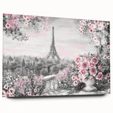 Acrylic print of Paris scenery with muted earth tones, ideal for dining room art.
