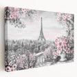 Large art print of Parisian street scene in muted earth tones on stretched canvas, suitable for kitchen wall art.