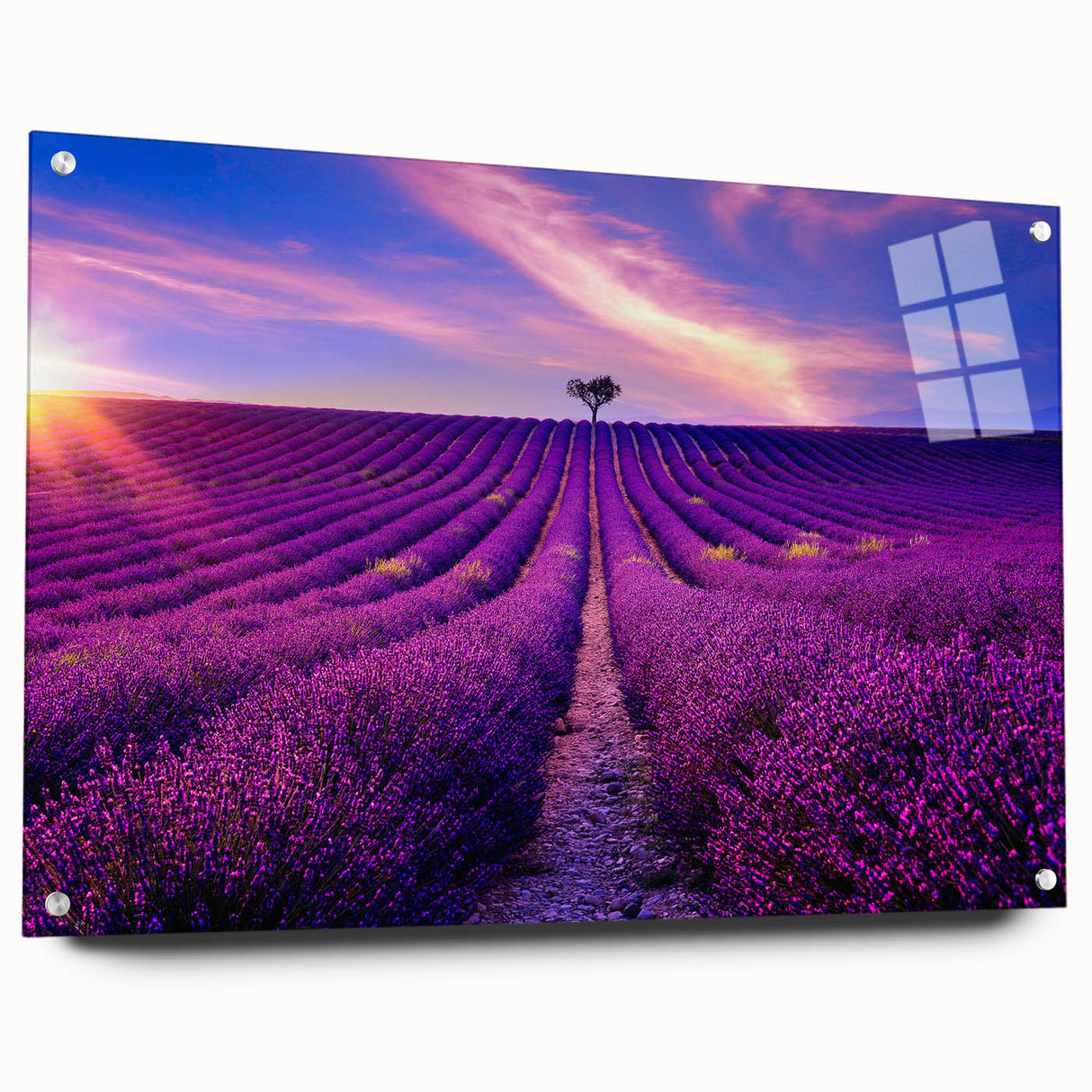 Acrylic print of a Provence, France landscape in muted earth tones, ideal for bedroom or dining room decor.