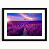 Extra large abstract art print of colorful Provence scenery, textured finish on a framed black mat.