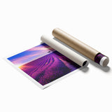 Extra large rolled print of Provence landscape with lavender fields under a clear sky, ideal for classy bathroom wall art.