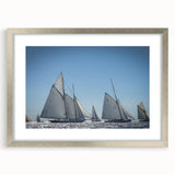 Extra large abstract art print of a textured southern France scenery in muted earth tones, framed in silver.