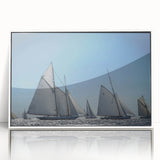 Mid-century modernist art of a South France landscape in pastel colors on a framed acrylic, ideal for nursery wall art.