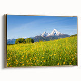 Vintage poster art of Bavarian landscape on framed canvas, featuring a colorful palette, ideal for living room decor.