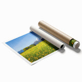 Extra large rolled print featuring a Bavarian landscape with lush greenery and floral elements.