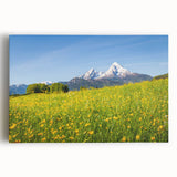 Black and white photo of Bavarian landscape on stretched canvas, ideal for kitchen wall art.